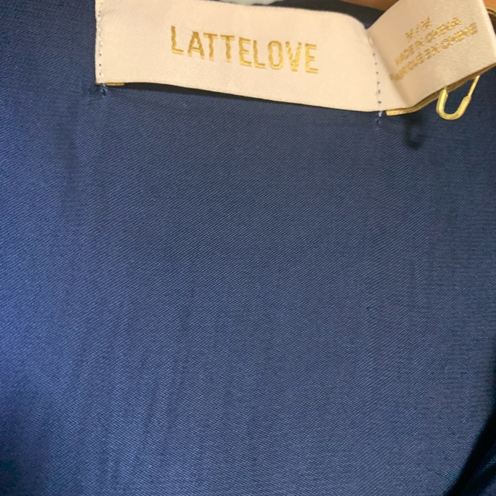 NWOT Latte Love Navy Blue Satin Pajama Set Size M - Picture 5 of 7